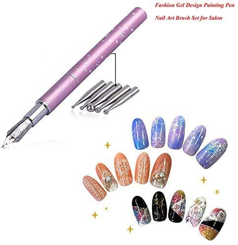 Atricure Nail Art Calligraphy Pen Set - 5 Different Size Replacement Tips for DIY Nail Drawing, Round & Flat Painting, Professional Liner Nail Tools - Perfect for Manicure, Nail Salon & Home Nail Art Design