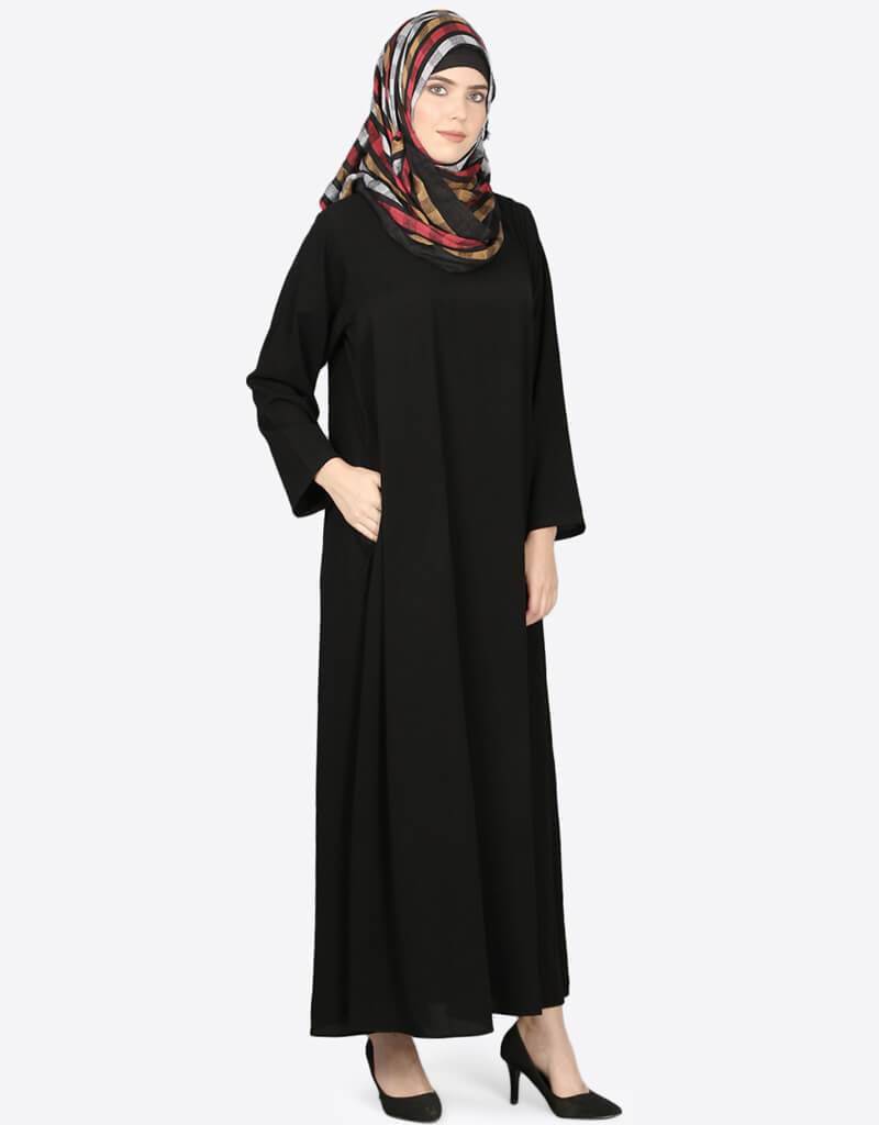 Black Arabic Basic Plain Casual Abaya for Women - Modest Islamic Dress for Prayer, Daily Wear & Special Occasions