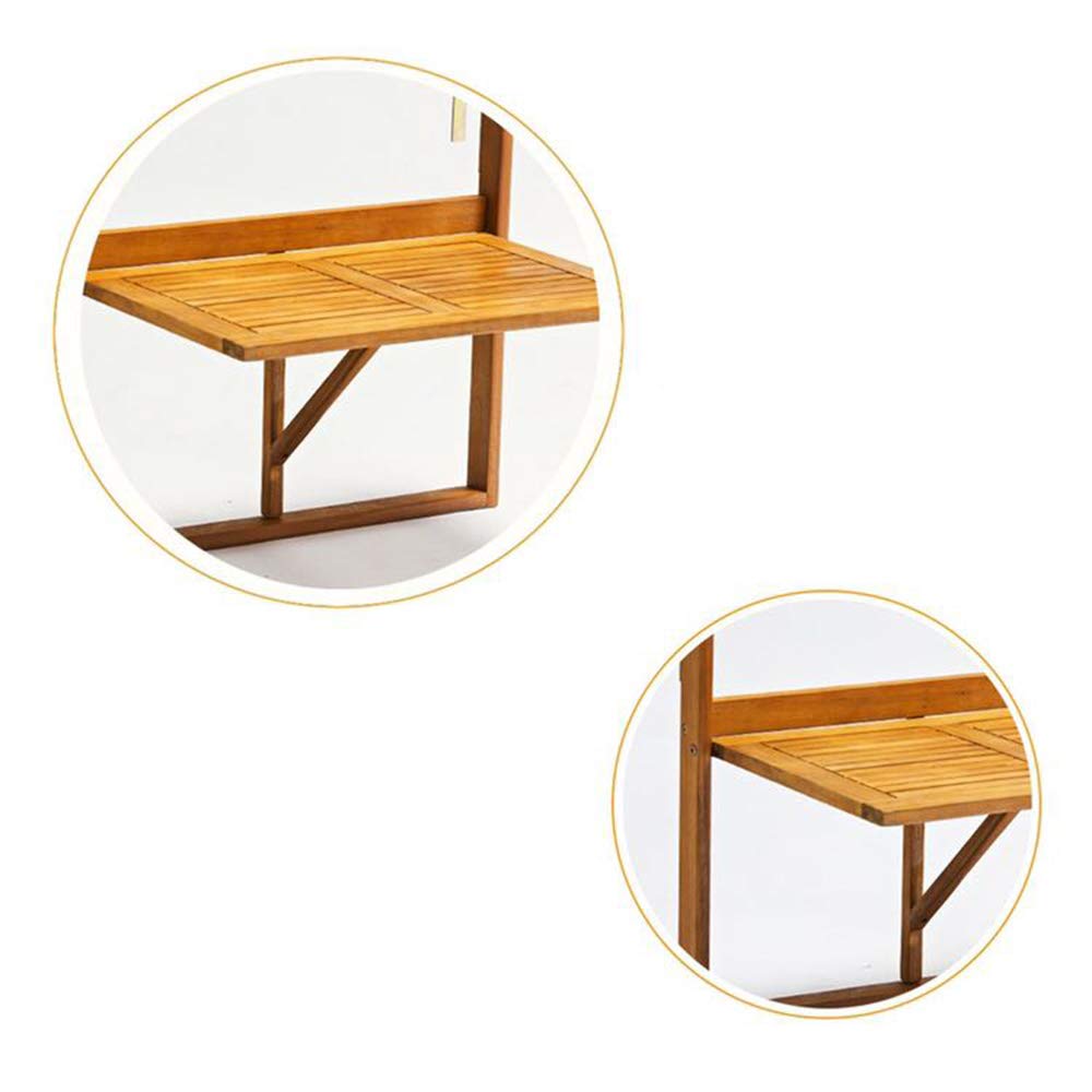 Foldable Iron Balcony Hanging Table - Solid Wood Wall-Mounted Railing Desk for Coffee, Study & Work - Multi-Functional Folding Computer Table with 15kg Weight Capacity - Perfect for Small Spaces, Apartments & Outdoor Use