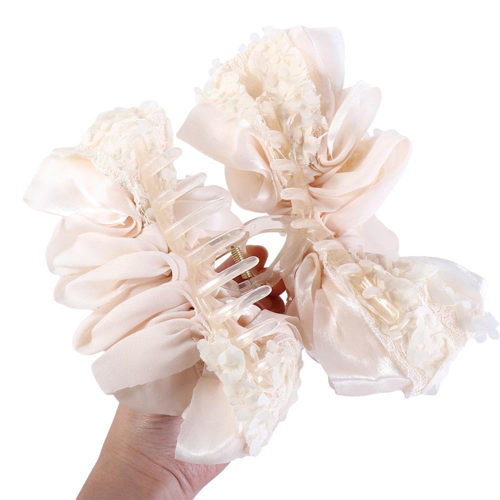 Elegant Bow Hair Claw Clip - Large Princess Style Barrettes for Ponytails & Updos | Women's Fashion Hair Accessories (Black) | Perfect for Weddings, Parties & Everyday Wear