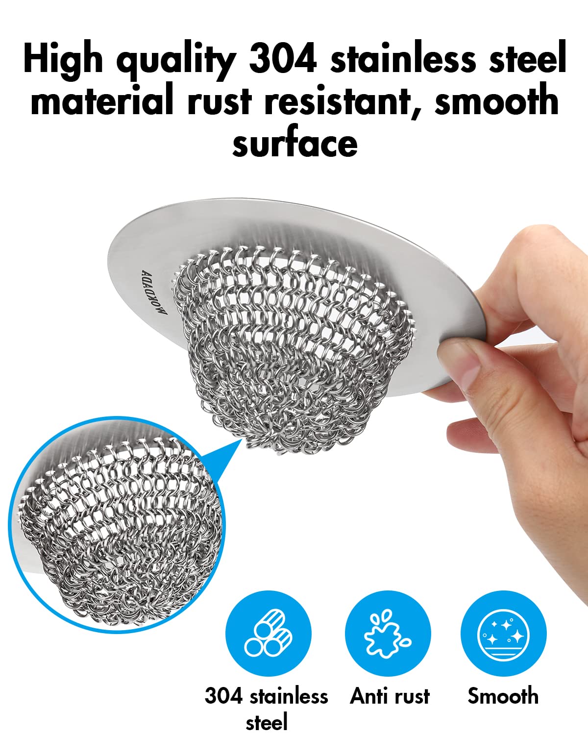 304 Stainless Steel Sink Drain Strainer - Reversible Easy Clean Mesh Garbage Disposal Food Catcher - Rustproof Kitchen Sink Strainer for Clog-Free Drainage - Perfect for Home, Restaurant & Commercial Kitchens