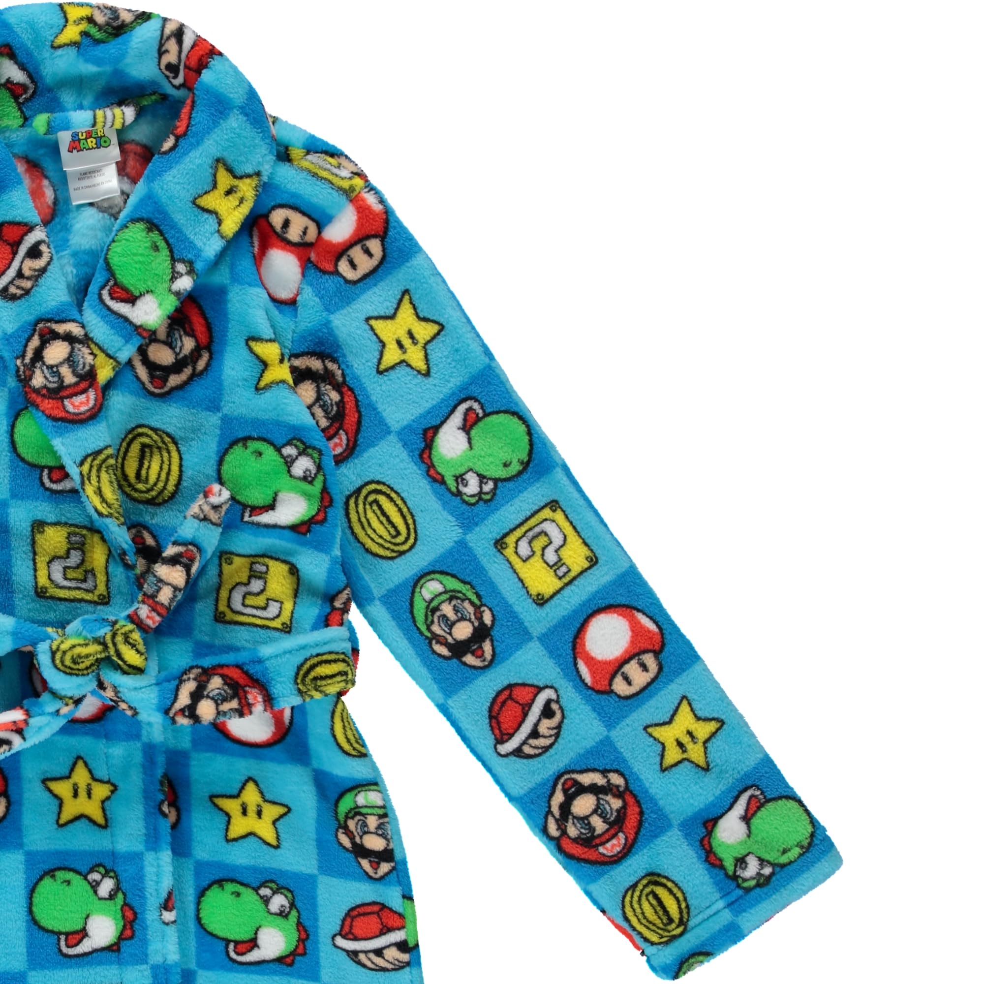 Super Mario & Sonic The Hedgehog Fleece Kids Robe - Ultra Soft Plush Bathrobe for Boys & Girls Ages 4-10 | Cozy Lounge Wear for Home, Sleepovers & Birthday Gifts