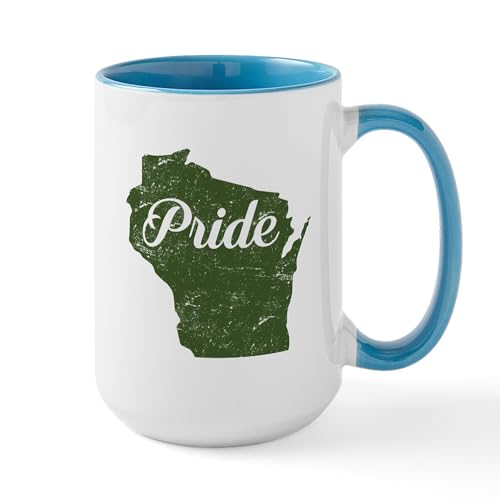 White/Blue Inside - Wisconsin Pride Large Mug