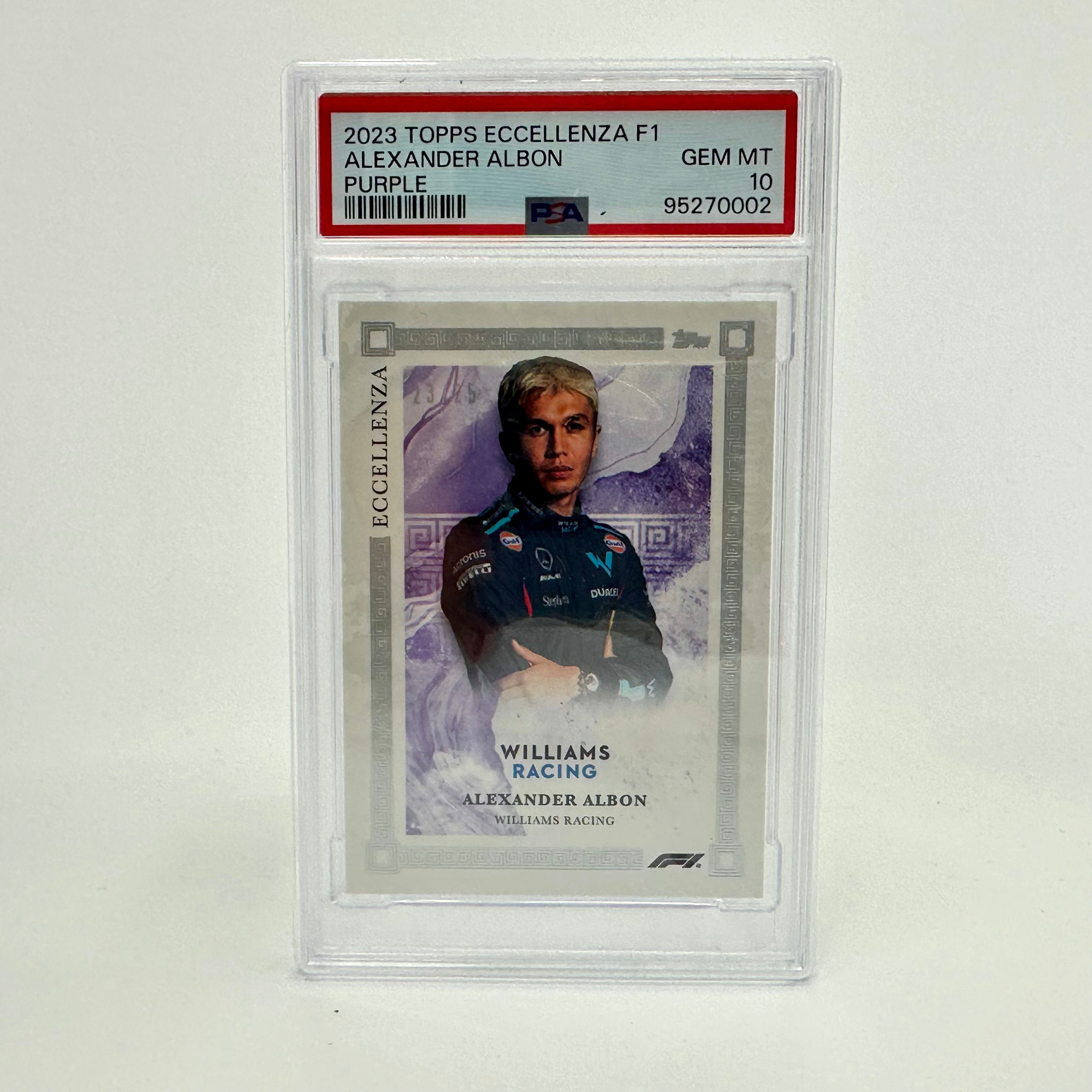 2023 Eccellenza PSA 10 Alexander Albon #23/25 Purple Parallel - Rare Trading Card for Collectors & F1 Fans - Perfect for Display, Investment & Sports Memorabilia Collections
