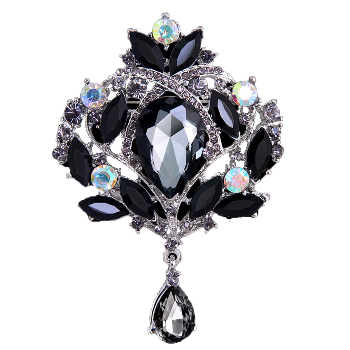 Seven Wolves Rhinestone Crystal Crown Brooch for Women - Elegant Dress Accessory
