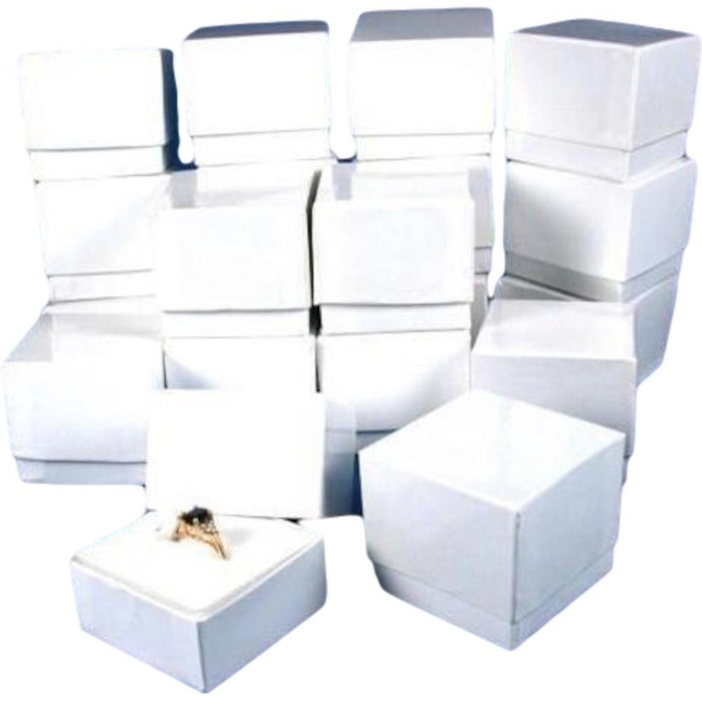 FindingKing 20 Pack White Ring Boxes - Elegant Jewelry Gift Boxes for Engagement Rings, Wedding Bands & Jewelry Displays - Perfect for Proposals, Wedding Gifts & Jewelry Showcases