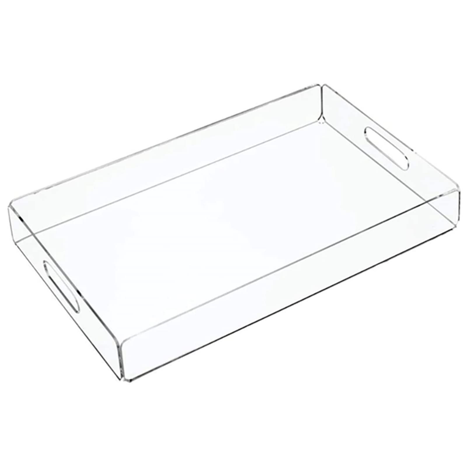 Clear Acrylic Serving Tray - Multipurpose Snack Plate & Storage Organizer for Bathroom Towels, Jewelry, Office Supplies - Perfect for Home, Kitchen, Office Use (Transparent)