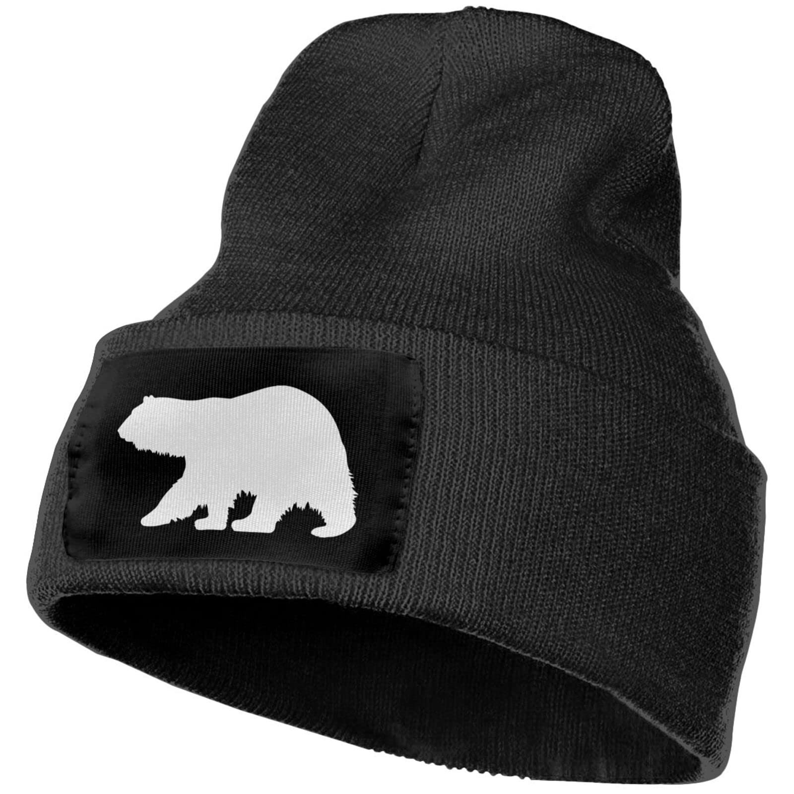 Arctic Bears Silhouette Winter Knit Hat for Men & Women - Unisex Warm Beanie with Cuff for Skiing, Snowboarding & Outdoor Activities - Black Skull Cap