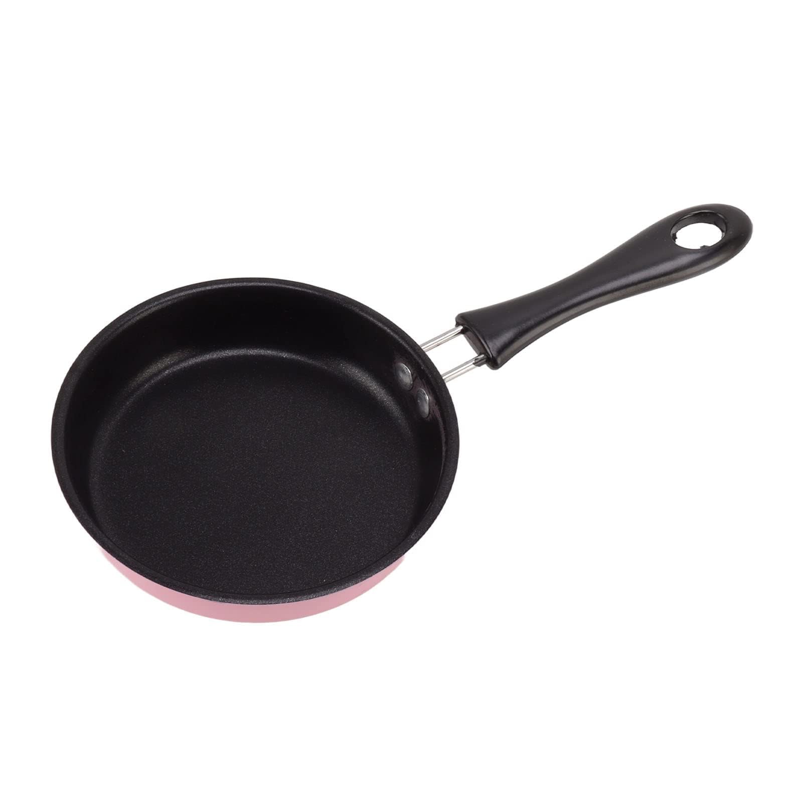 5 Inch Mini Nonstick Stainless Steel Egg Frying Pan - Induction Compatible Round Omelet Skillet with Ergonomic Handle (Pink) - Perfect for Breakfast, Camping & Small Kitchen Cooking