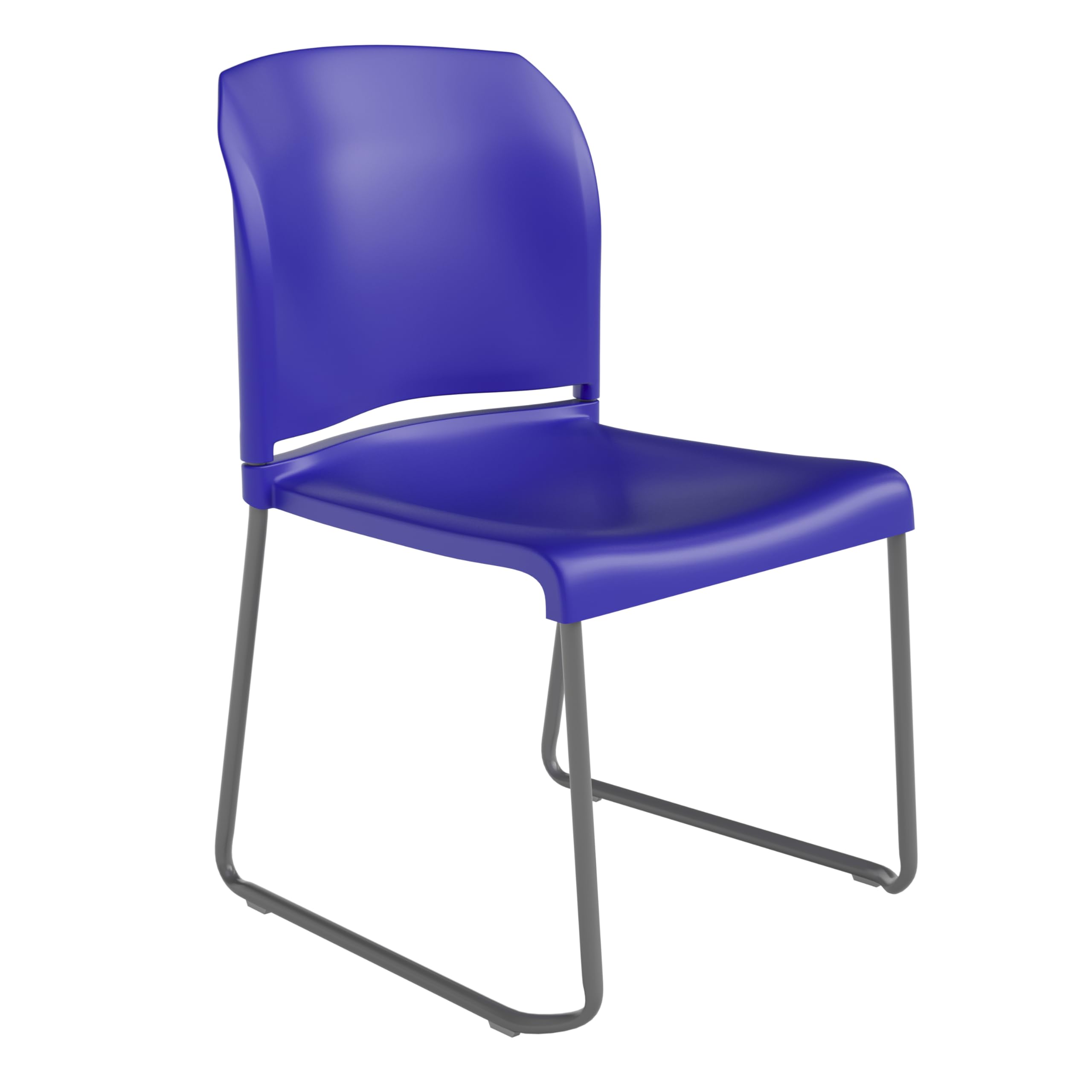 EMMA + OLIVER Egan Heavy Duty Stack Chair - Blue Full Back Ergonomic Seat - 880 lb Weight Capacity - Gray Powder Coated Sled Base - Perfect for Office, Conference Room, and Event Seating