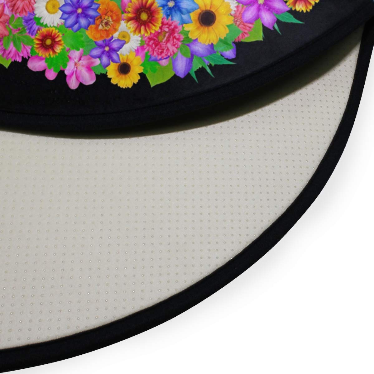 ALAZA Peace Sign Flower Black Round Area Rug - 3' Diameter (92 cm) Soft Non-Slip Floor Mat for Living Room, Bedroom, Dorm | Boho Home Decor, Hippie Style Accent Rug for Teens Room & Meditation Space