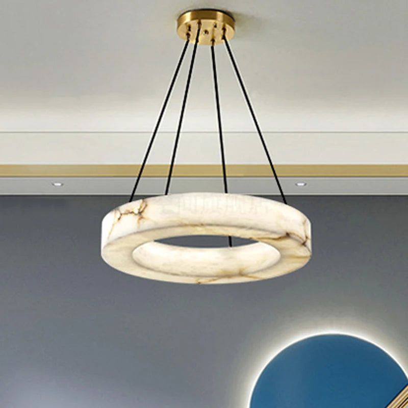 Spanish Natural Marble Chandelier - Elegant Ceiling Light Fixture for Dining Room, Living Room & Bedroom | Modern Luxury Home Decor Lighting