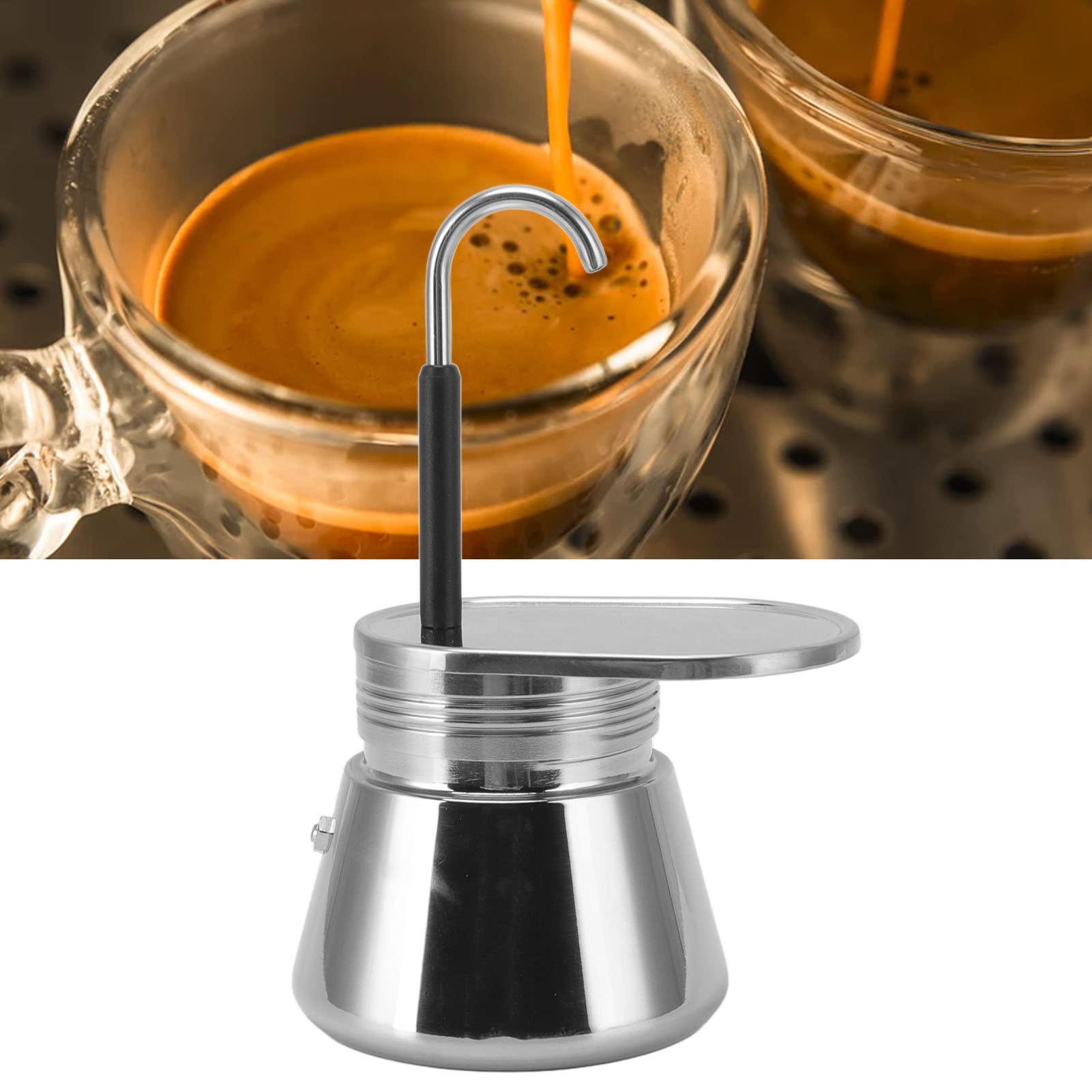 Haofy Stovetop Espresso Maker - 3 Cup Italian Moka Pot, Durable Stainless Steel Coffee Maker for Home & Camping - Perfect for Espresso Lovers & Outdoor Adventures