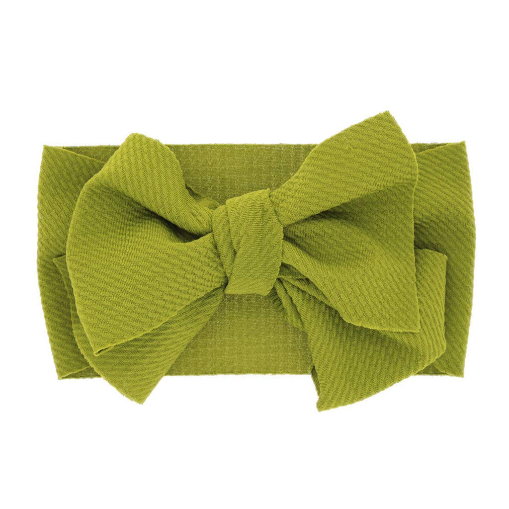 Girls Floral Headband for Toddlers - Soft Baby Hair Accessories, Adjustable Kid Turban & Hair Bows (Green, One Size) - Perfect for Photoshoots, Birthday Parties & Daily Wear