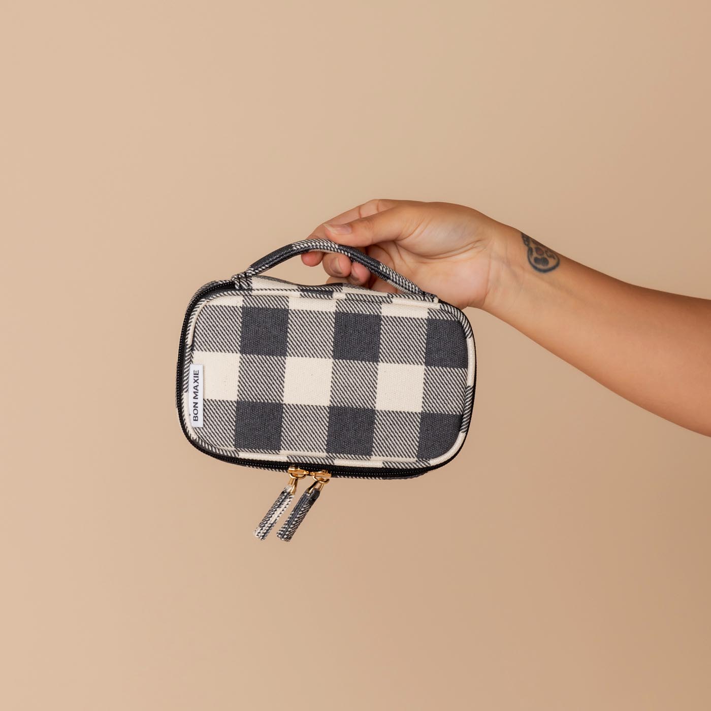 Handy Handle Case - Black Gingham Pattern Protective Phone Cover | Perfect for Everyday Use, Travel & Outdoor Activities