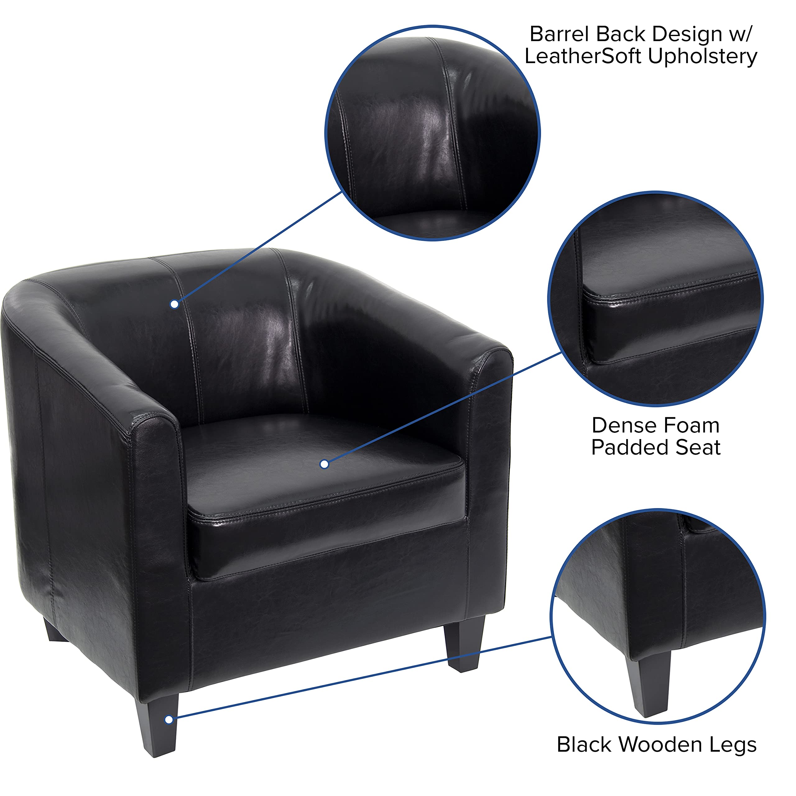 Premium Black LeatherSoft Lounge Chair - Comfortable Modern Recliner for Living Room, Bedroom & Office - Perfect for Relaxing, Reading & Napping