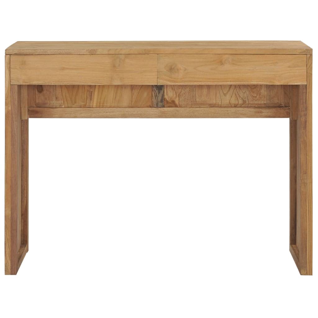 Rustic Solid Teak Wood Sofa Side Table with 2 Drawers - 39.4