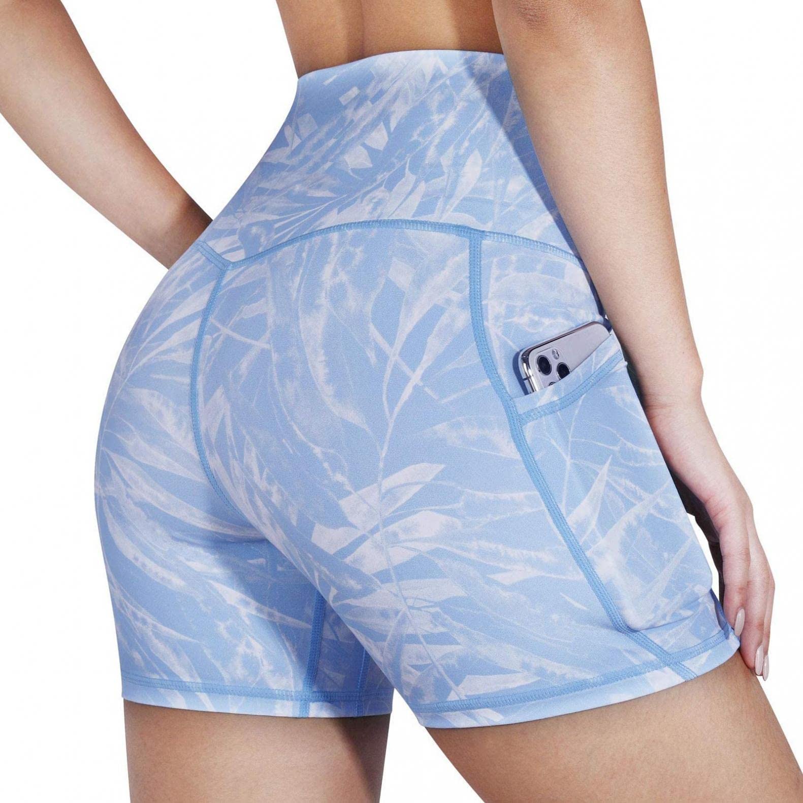 Women's High Waist Yoga Shorts with Pockets - Tummy Control Workout Gym Shorts for Running, Cycling & Yoga | Breathable Athletic Biker Shorts