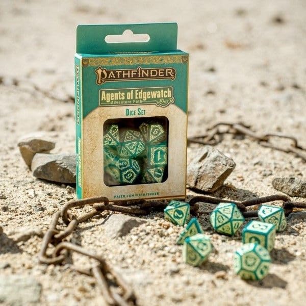 Q-Workshop Pathfinder Agents of Edgewatch Dice Set - RPG Polyhedral Dice for Tabletop Gaming, D&D, Pathfinder & TTRPG - Perfect for Fantasy Role-Playing Adventures