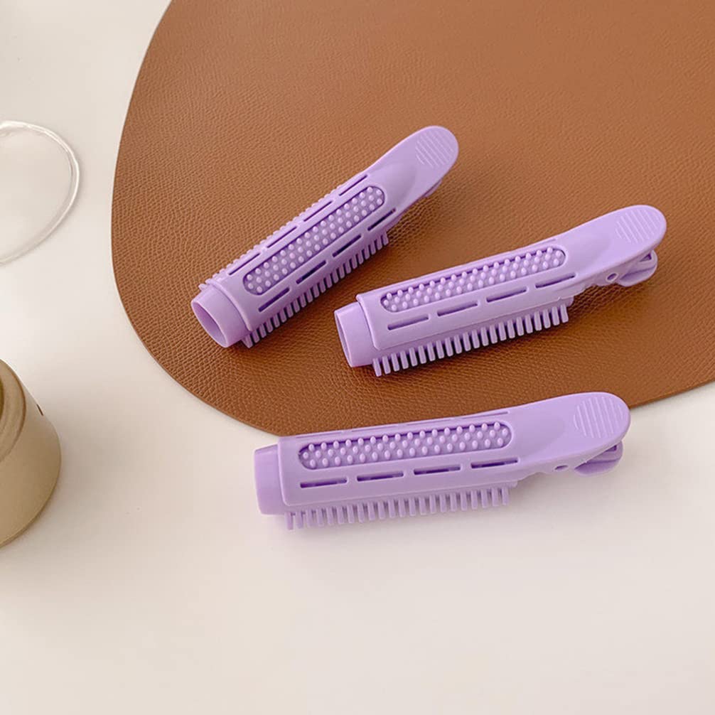 10pcs Purple ABS Hair Rollers for Volume & Curls - Big Roll Clamp Hair Curler Set for Wavy & Curly Hairstyles - Perfect for Salon, Home Styling & DIY Hair Care