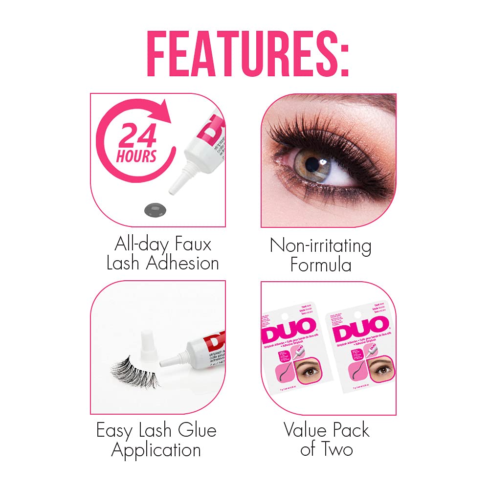 DUO Lash Glue Dark Tone - Black Eyelash Adhesive for Strip Lashes, Waterproof & Long-Lasting Eyelash Glue, 0.25 oz (2-Pack) - Perfect for Parties, Weddings & Daily Wear