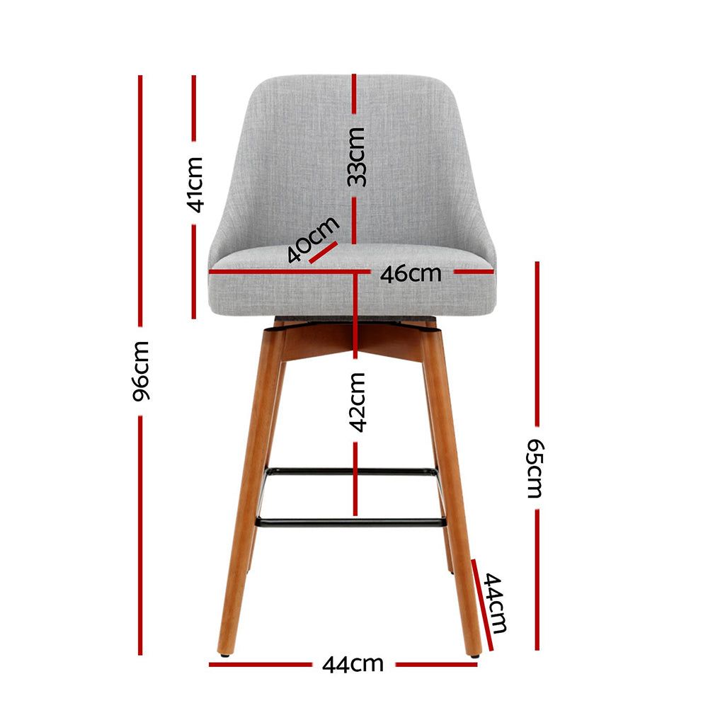 4 Swivel Bar Stools with Wooden Seat in Grey - Perfect for Kitchen Island, Breakfast Bar, and Home Decor
