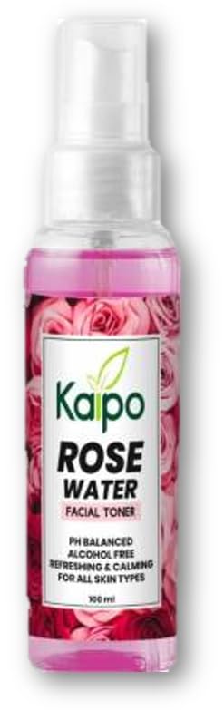 Kaipo 100ml Rose Water Facial Toner - Hydrating & Soothing for Dry & Sensitive Skin | Perfect for Daily Skincare Routine & Post-Workout Refresh