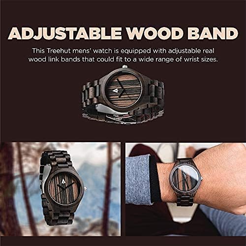 Premium Men's Wooden Watch - Japanese Quartz Movement, Adjustable Stainless Steel Buckle with Exotic Ebony & Zebrawood Strap - Stylish Eco-Friendly Wristwatch for Business, Casual & Outdoor Wear