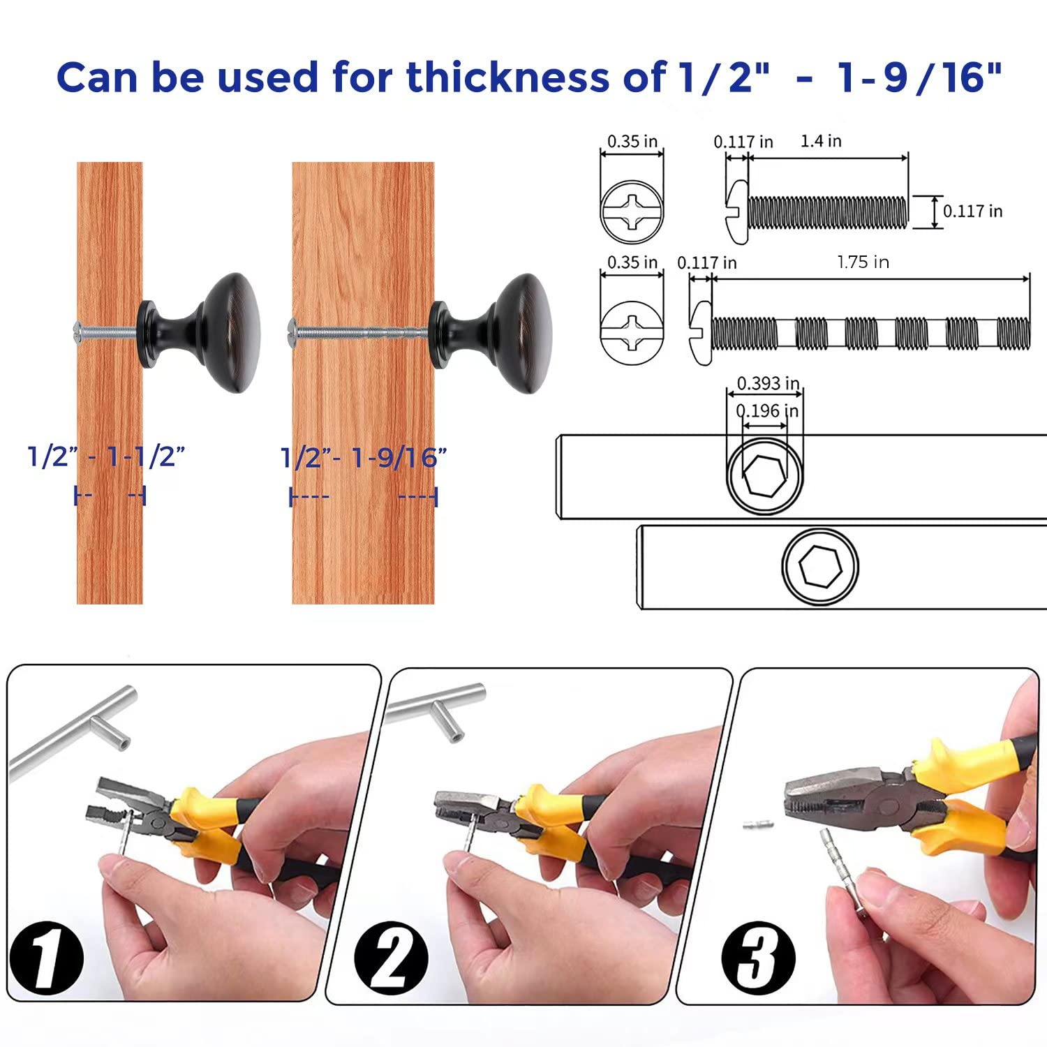 10 Pack Oil Rubbed Bronze Cabinet Knobs - Vintage Brass Drawer Pulls & Dresser Handles for Kitchen Cabinets, Wardrobes, Furniture (Ideal for Home Renovation & DIY Projects)
