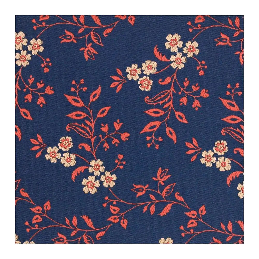 L.A. Smith Burnt Orange on Navy Leafy Floral Hank - Vintage Style Handkerchief for Men & Women - Perfect for Weddings, Parties, and Everyday Elegance