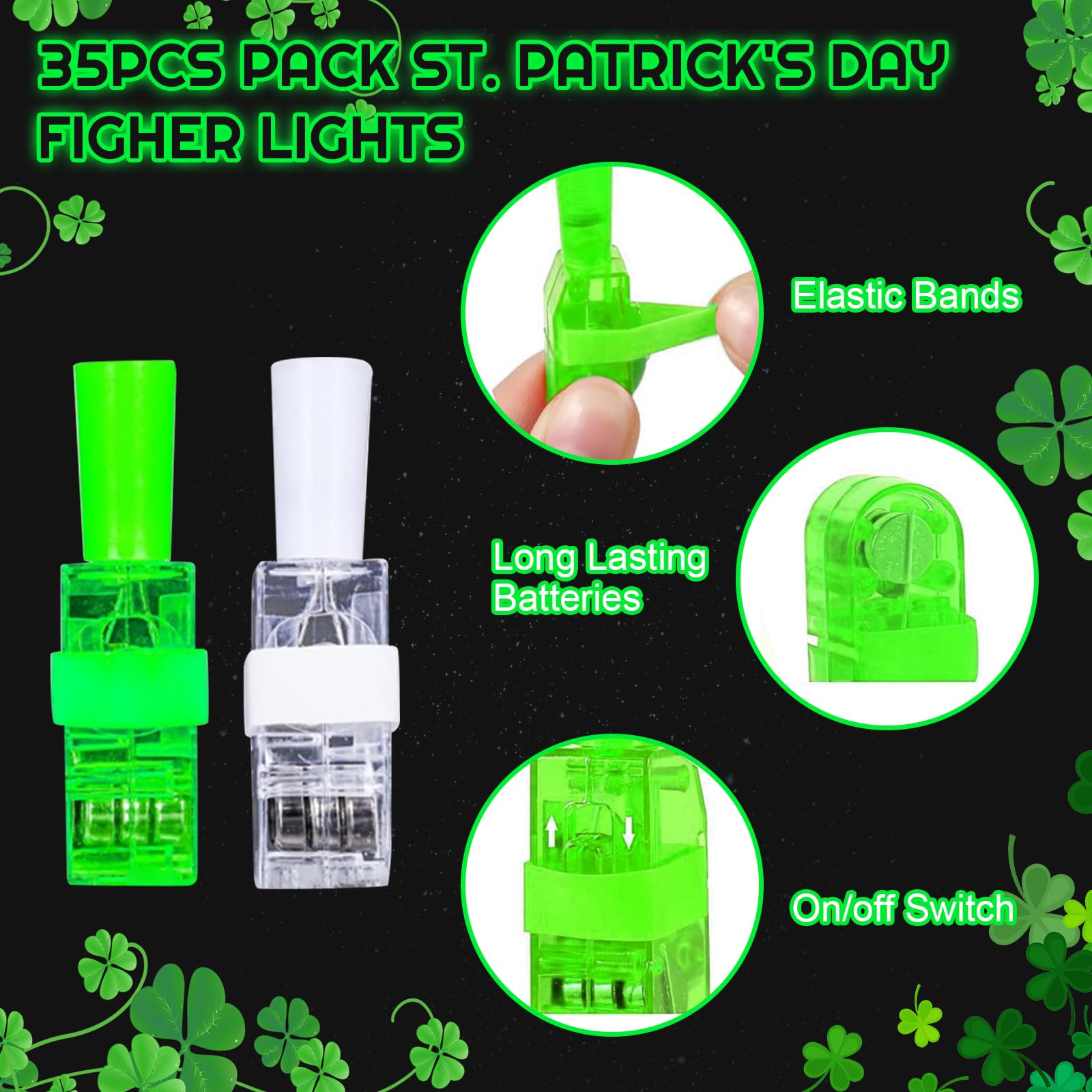 28 Pack LED Finger Lights - Glow in the Dark Party Favors for St. Patrick's Day, Carnival & Night Events - Fun Light Up Toys for Kids & Adults - Perfect for Festivals, Raves, Concerts & Birthday Parties