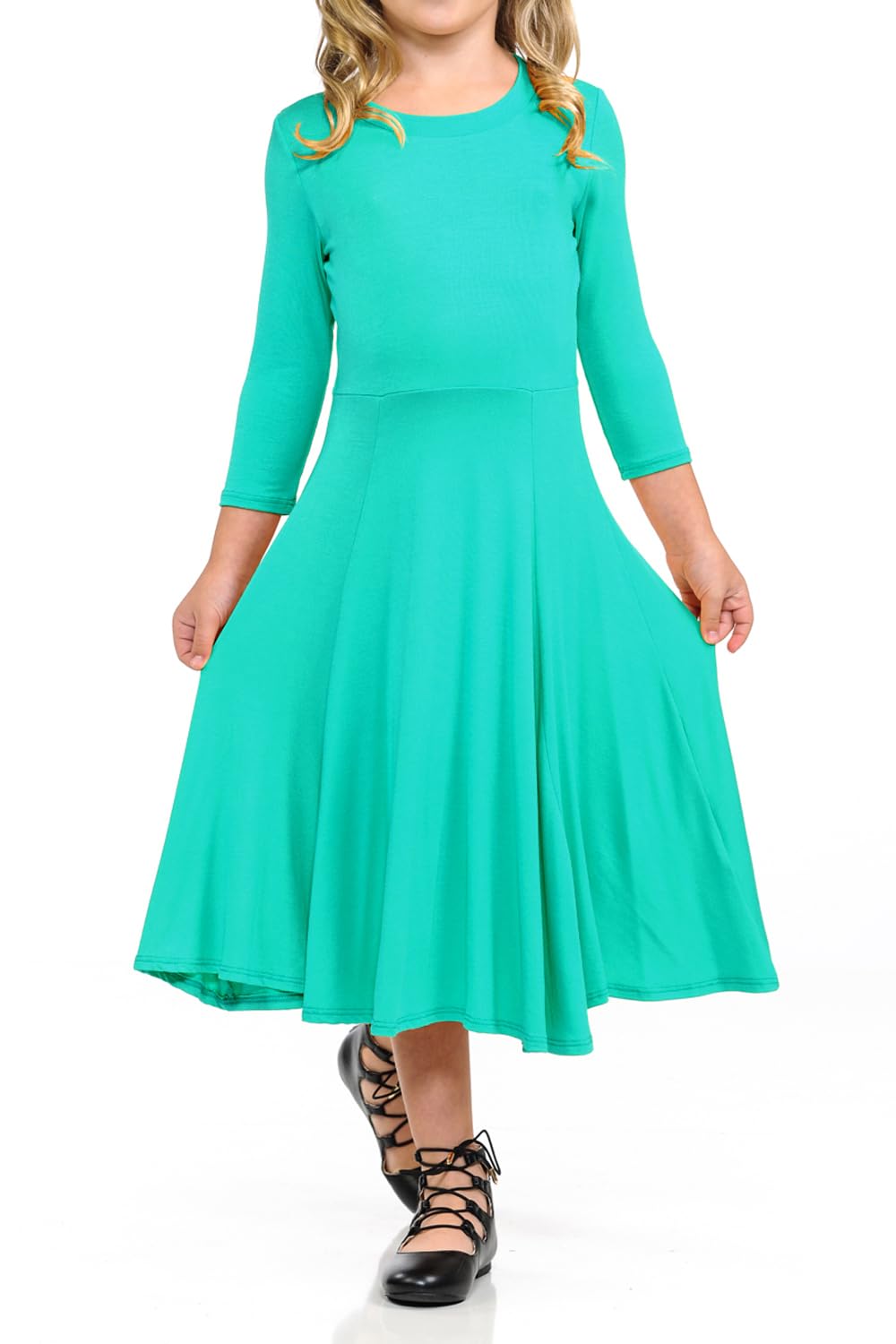 Vivienne Honey Vanilla Girls' Pastel Princess Seam A-Line Dress - Soft Full Skirt & Removable Tag - Perfect for Birthday Parties, Tea Time & Special Occasions