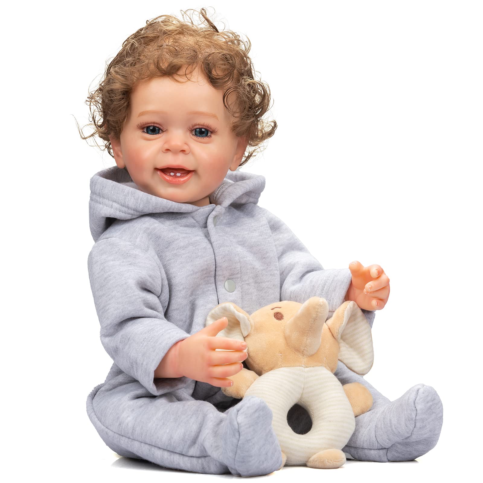 RXDOLL 22 Inch Realistic Reborn Baby Boy Doll - Anatomically Correct Toddler Doll with Smiling Teeth, Perfect Gift for Boys & Girls | Great for Role Play, Collecting, and Therapy Use