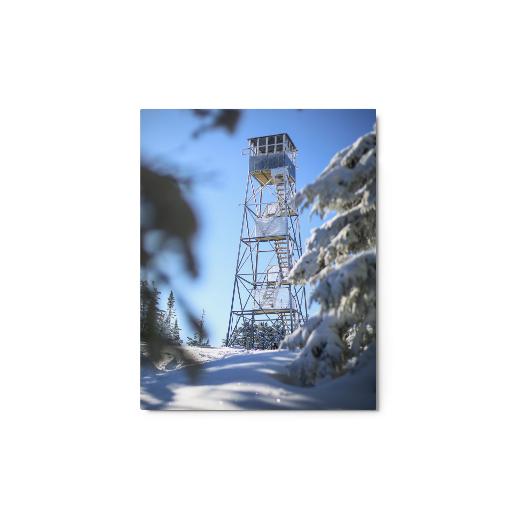 Premium Metal Print of ADK Winter Fire Tower - Stunning Wall Art for Home & Office Decor | Perfect for Living Room, Bedroom, or Gift