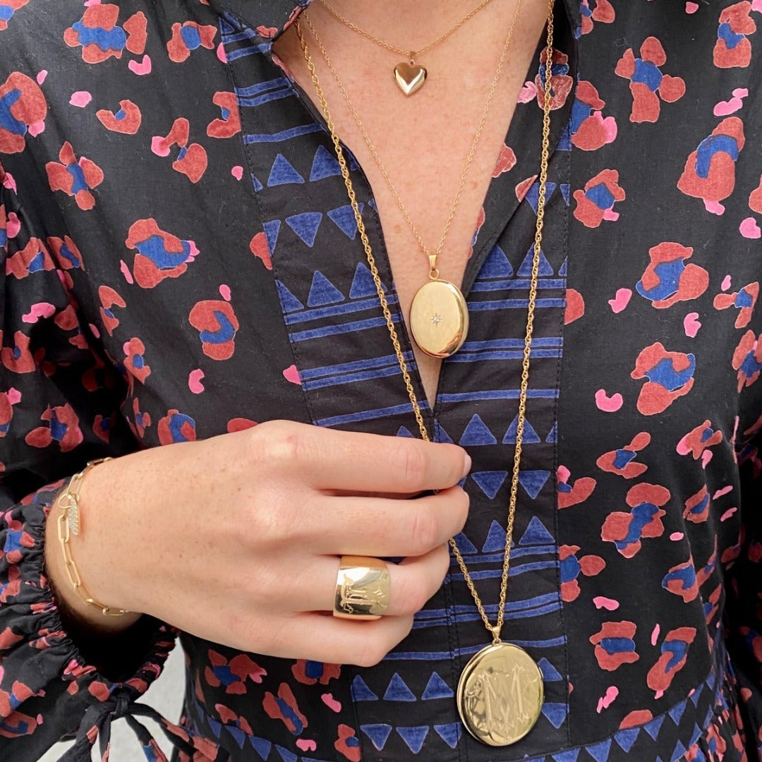 14K Yellow Gold Diamond Oval Locket Necklace 23x30mm - Elegant Jewelry Gift for Women, Perfect for Valentine's Day, Anniversary & Special Occasions