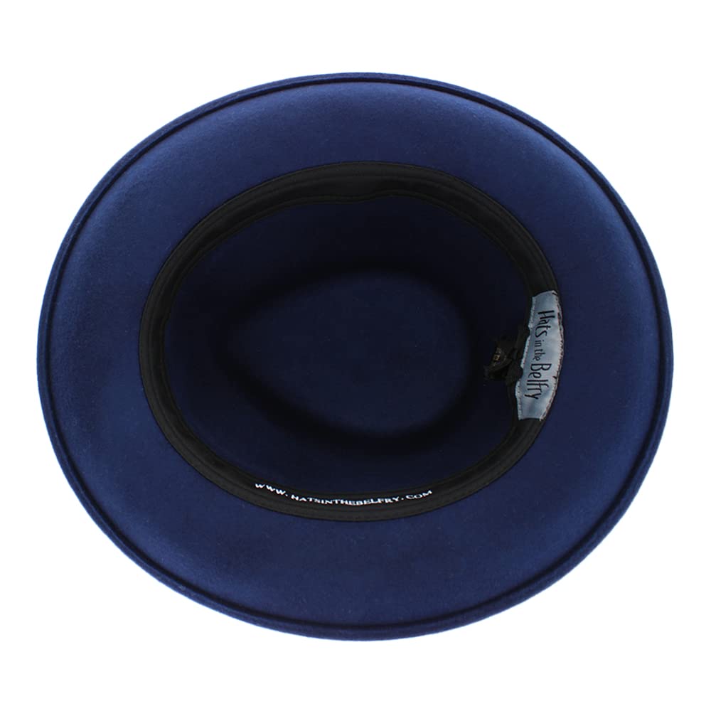Crushable Wool Fedora Hat for Men - Stain Resistant, Navy Grey Stripe - Perfect for Outdoor & Casual Wear