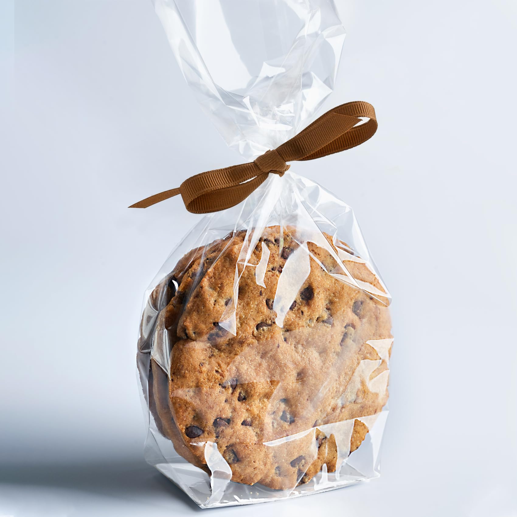 Morepack 50Pcs 5x3x12 Inches Gusseted Flat Bottom Cellophane Bags with Paper Insert - Clear Cello Bags for Candy, Cookies, Party Favors & Gift Packaging (Food Safe, Resealable)