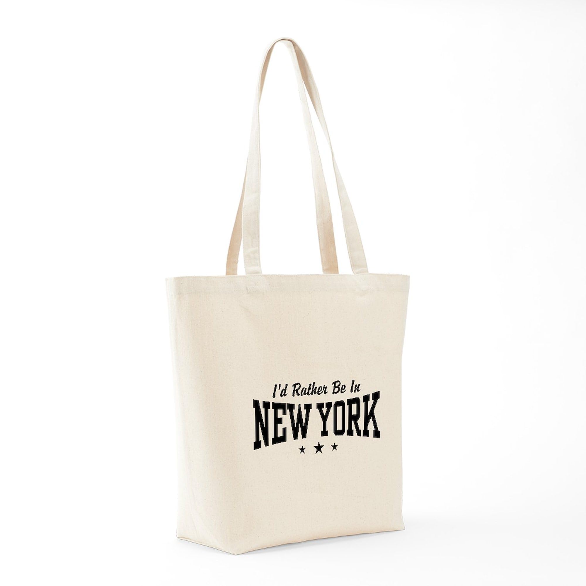I'd Rather Be In New York Tote Bag - Natural Canvas Reusable Shopping Bag for Groceries, Beach & Travel