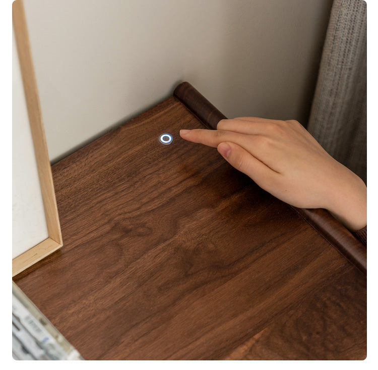 Solid Black Walnut Wood Side Cabinet with Flip Door - Perfect for Living Room, Bedroom & Home Office Storage