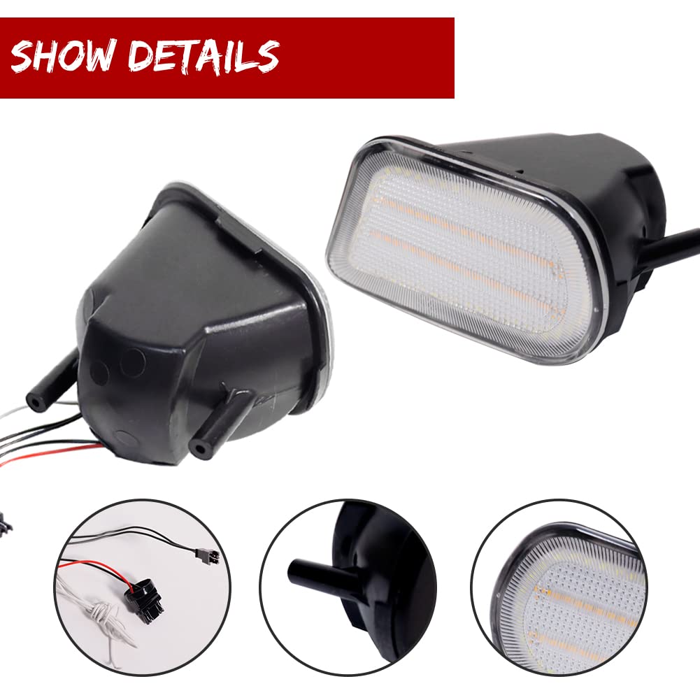 1998-2002 Pontiac Firebird Trans Am Clear Lens Switchback White/Amber LED Turn Signal Lights - DRL Corner Side Marker Parking Lamp Replacement for Enhanced Visibility & Style | Perfect for Night Driving & Car Customization