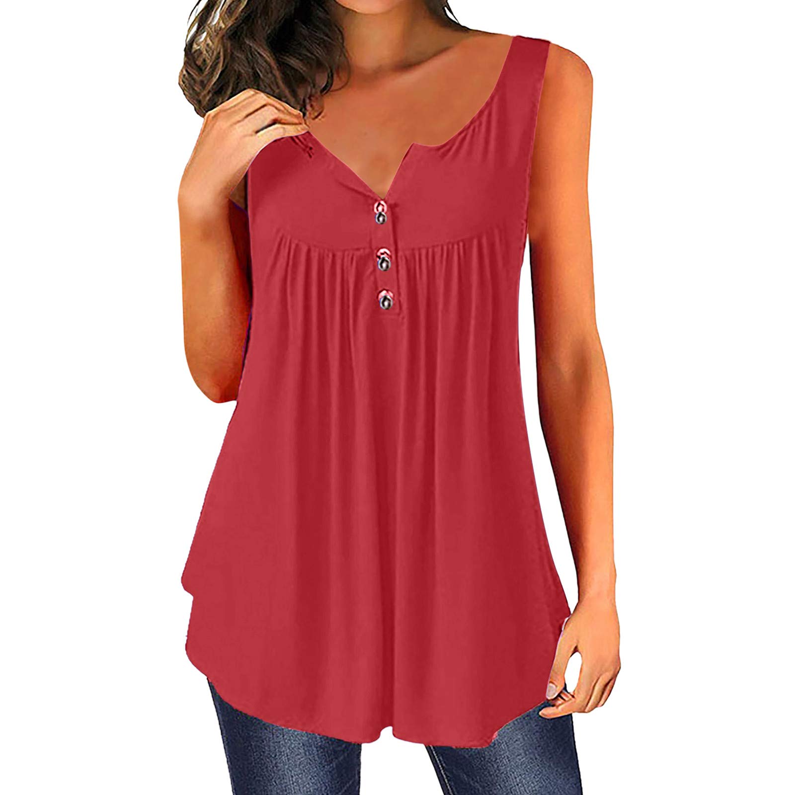 Women's Plus Size Casual Summer Sleeveless Tie Dye Tank Tops - Loose Fit Comfortable Blouse for Beach, Vacation & Everyday Wear