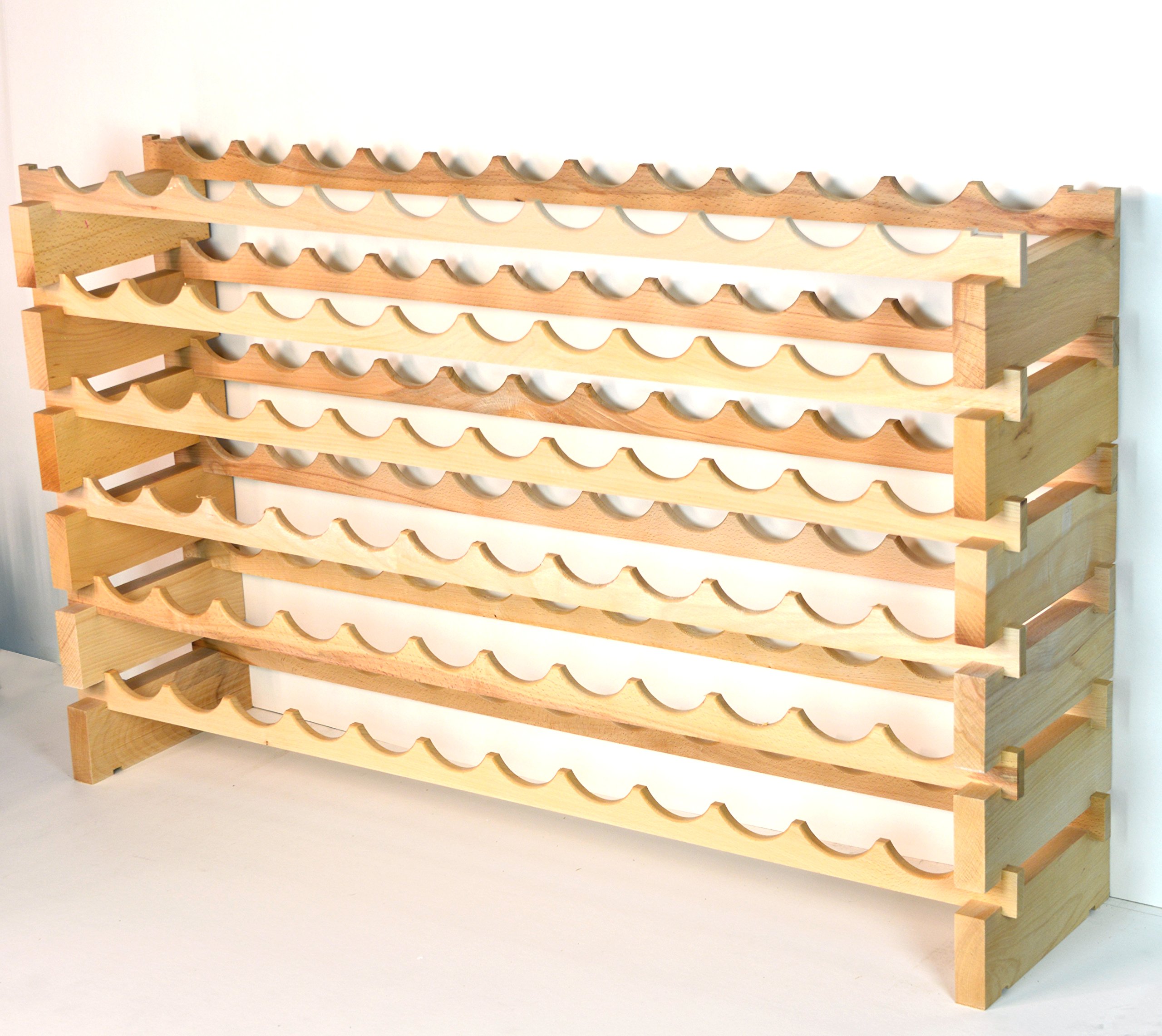72 Bottle Modular Hardwood Wine Rack - Stackable 6-Tier Storage for 12 Bottles per Shelf - Perfect for Home Cellar, Kitchen, Bar & Restaurant Wine Organization