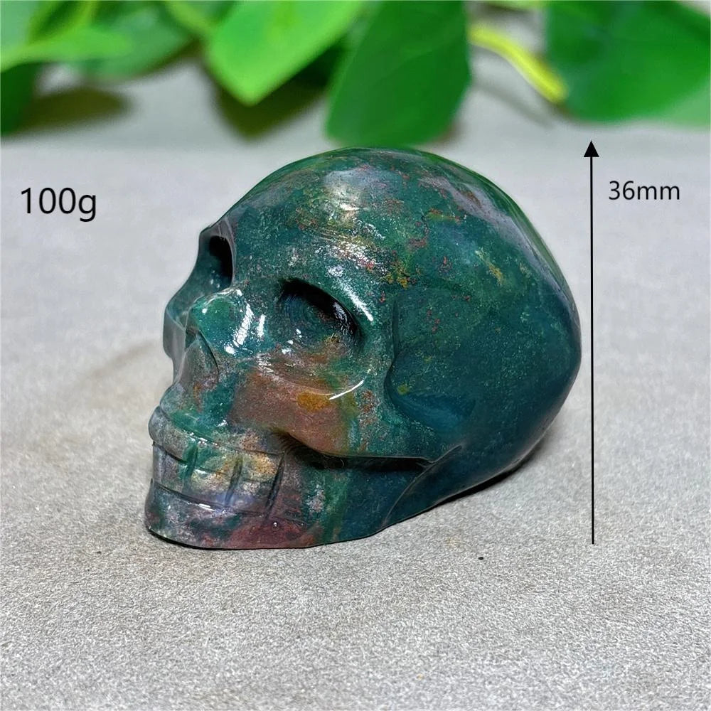 Natural Ocean Jasper Skull Crystal - Healing Quartz Stone for Reiki, Meditation & Spiritual Energy - Handcrafted Home Decor & Unique Gift for Crystal Lovers (Perfect for Yoga Spaces, Altars & Healing Rooms)