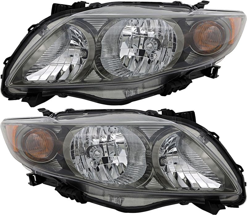 Toyota Corolla S/XRS Headlights Lamps Set - Compatible with 2009-2010 Models (USA Built) - Halogen Replacement for Driver & Passenger Side - Perfect for Night Driving and Vehicle Restoration Projects