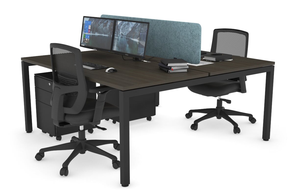 Quadro Square Legs 2 Person Office Workstation Desk - 1400L x 800W with Cable Management Scallop - Perfect for Shared Workspaces & Home Offices