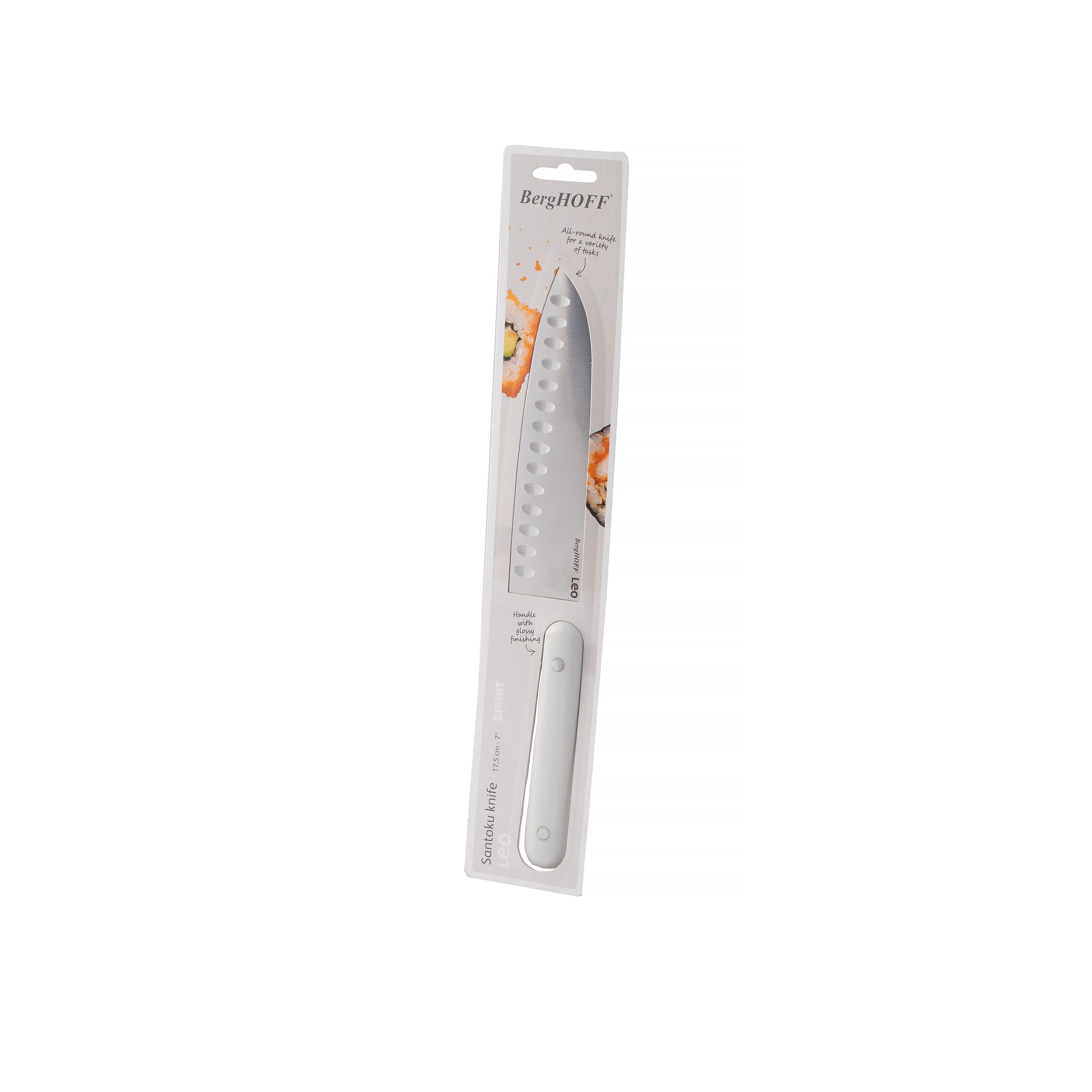 BergHOFF Leo Spirit 7-Inch Stainless Steel Santoku Knife - Professional Japanese Chef Knife for Slicing, Dicing & Chopping Vegetables, Fruits & Meat - Perfect for Home Kitchen & Professional Use