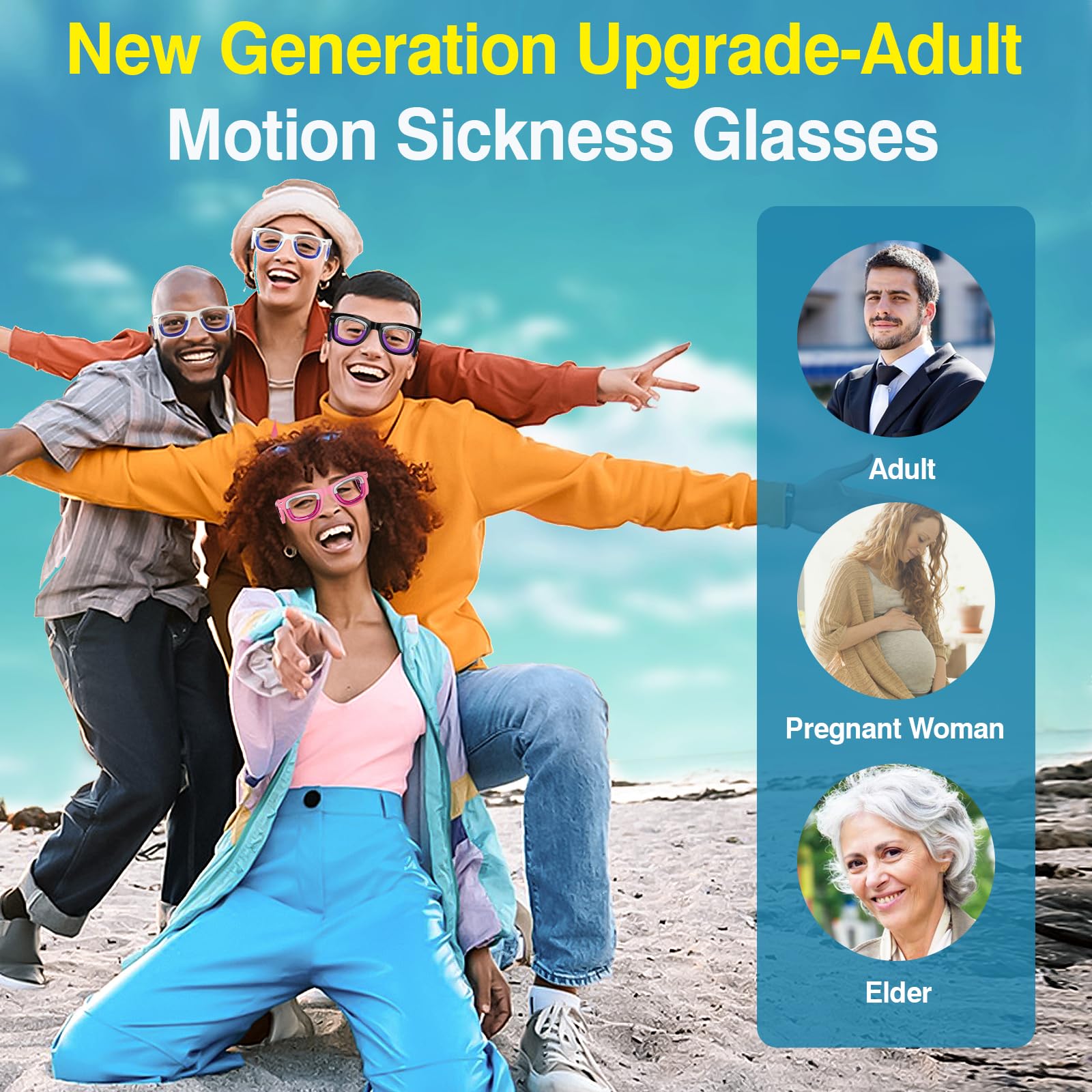 Hion Anti Motion Sickness Glasses for Adults - Ultra Lightweight Nausea Relief Glasses for Travel, Cruise, Car, Air & Sea Sickness - Portable Motion Sickness Relief for Road Trips, Flights & Boat Rides