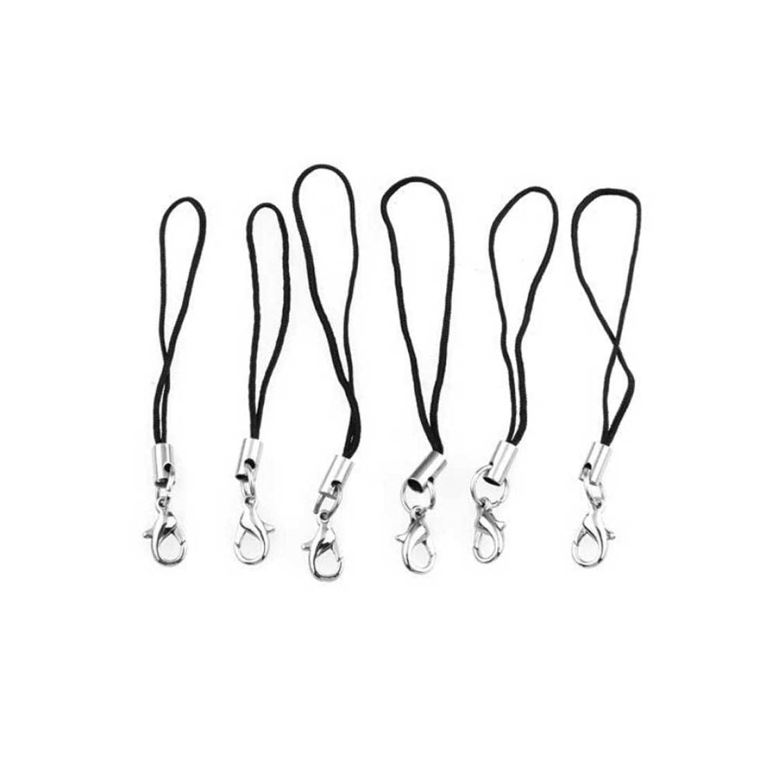 50 Pcs Black Lobster Clasp Phone Charm Holders - Jewelry Accessory Lanyard Straps for Mobile Phones, Perfect for DIY Crafts, Keychains & Gift Packaging