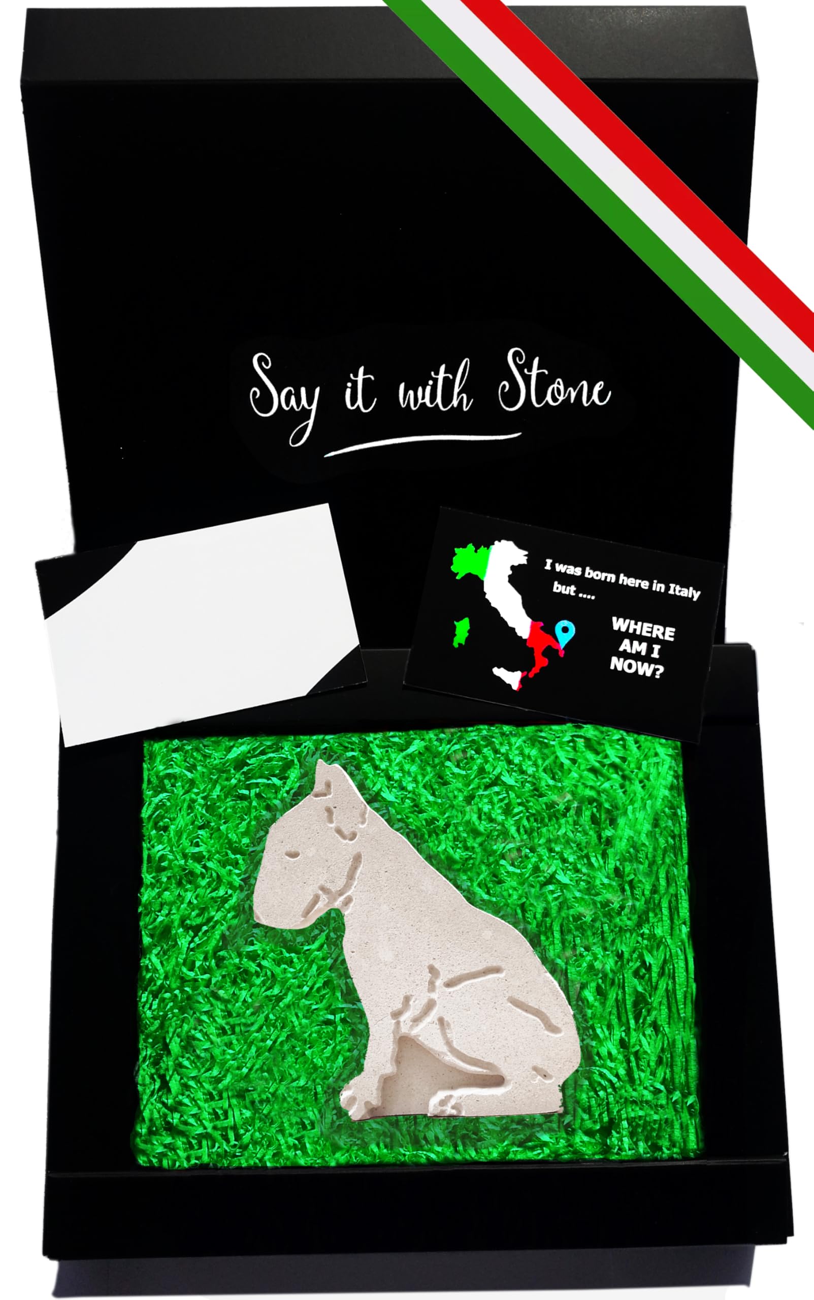 Handmade Italian Stone Bull Terrier Statue with Gift Box & Message Card - Symbol of Love, Devotion & Loyalty - Perfect Dog Lover Gift for Birthdays, Home Decor, or Welsh Fox Enthusiasts - Ideal for Anniversaries, Housewarming & Pet Memorials