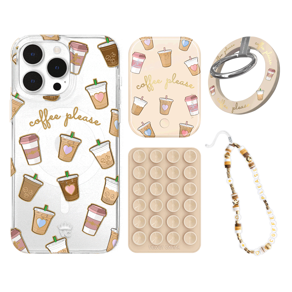 Premium Coffee First iPhone Bundle Set - Anti-Slip Grip & Stylish Protection for iPhone | Perfect for Coffee Lovers, Office Use & Daily Commute